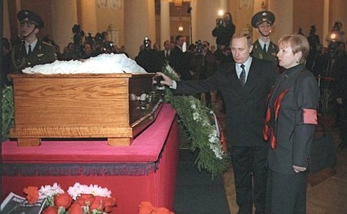 At a civil funeral with ex-mayor of Saint Petersburg Anatoly Sobchak.