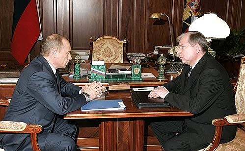 Working meeting with Director of the Federal Drugs Control Service Viktor Cherkesov.