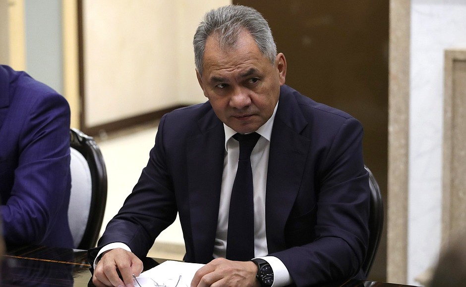 Defence Minister Sergei Shoigu prior to a meeting with permanent members of the Security Council.