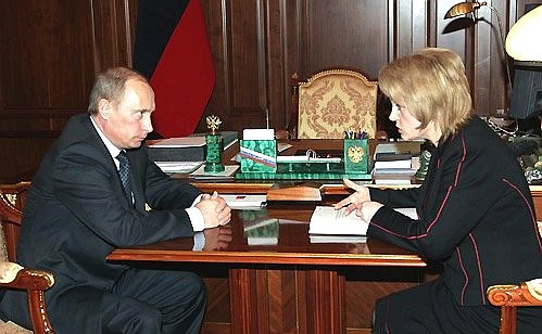Meeting with the Chairwoman of the Presidential Council for Facilitating the Development of Civil Society Institutions and Human Rights, Ella Pamfilova.