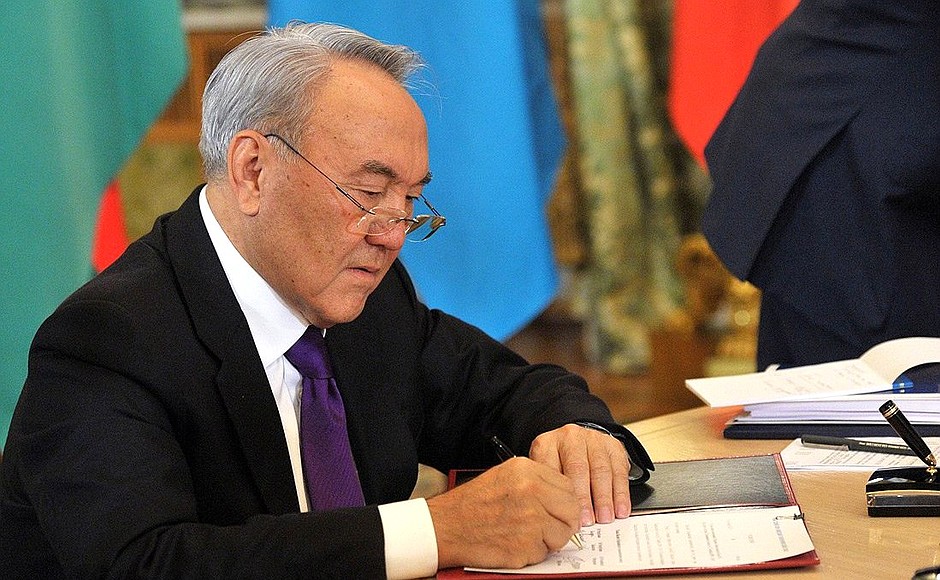 На заседании Высшего Евразийского экономического совета. Президент Казахстана Нурсултан Назарбаев.