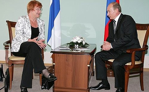 With Finnish President Tarja Halonen.
