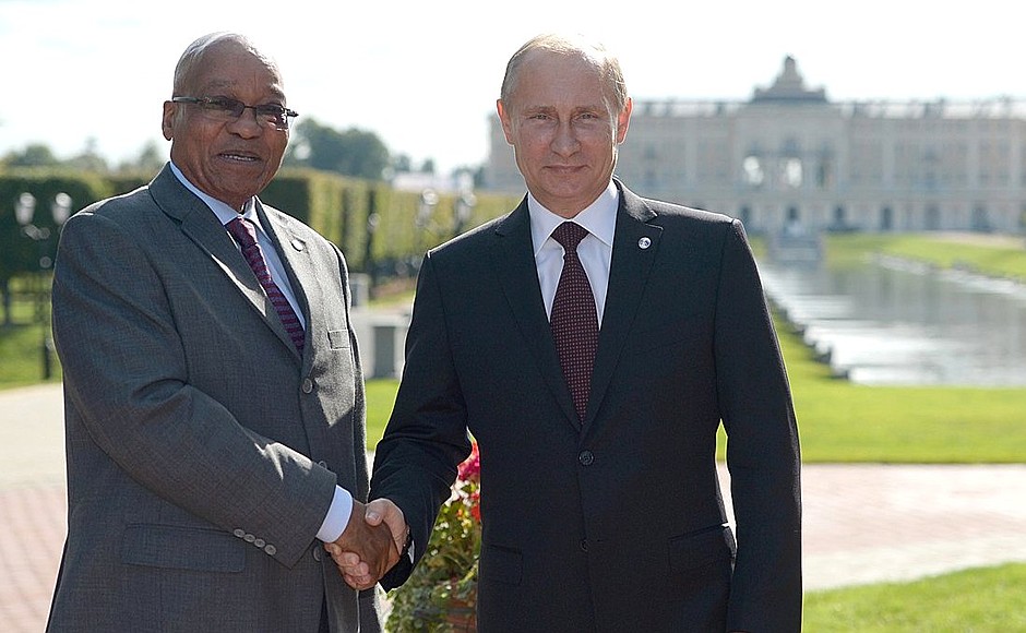 Before the meetings of BRICS leaders. With President of South Africa Jacob Zuma.