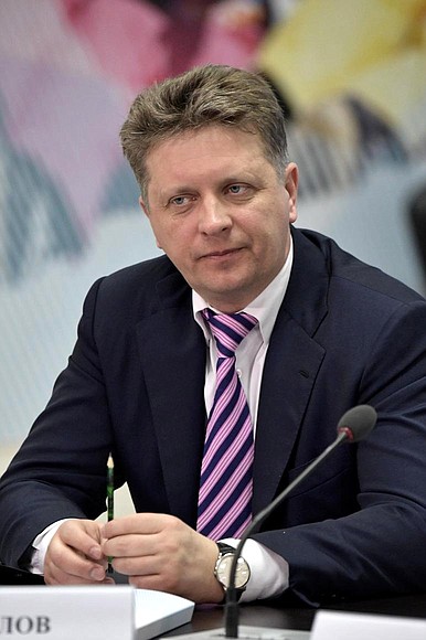 Transport Minister Maxim Sokolov before the start of a meeting on preparations for the 29th Winter Universiade Krasnoyarsk 2019.