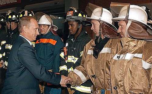 President Putin at the Academy of Fire Science.