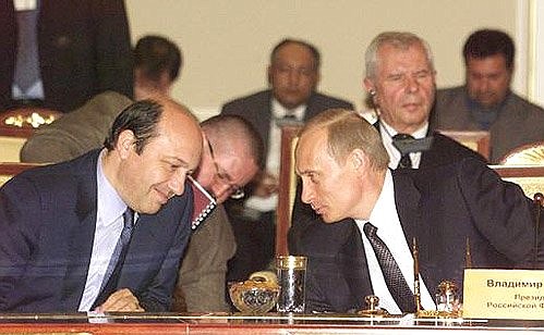 President Putin with Russian Foreign Minister Igor Ivanov during the Caspian summit.