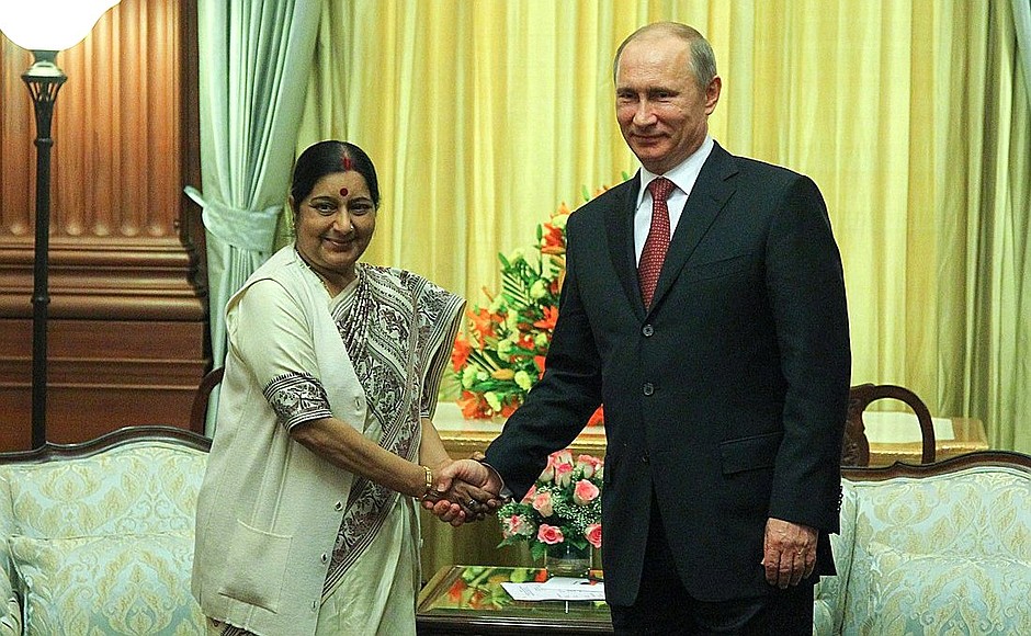 With opposition leader Sushma Swaraj.