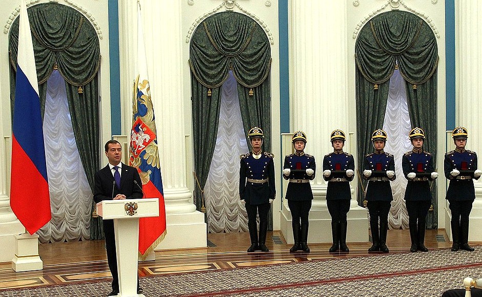 At a ceremony presenting the President’s Prize in Science and Innovation for Young Scientists for 2011.