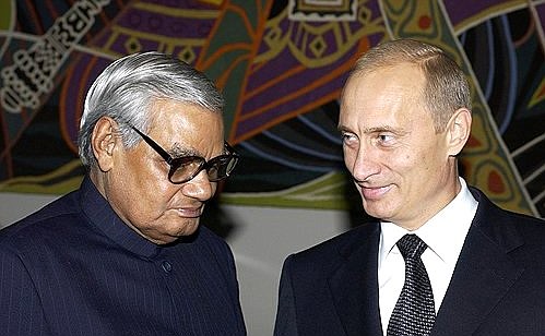 President Putin with Indian Prime Minister Atal Bihari Vajpayee.