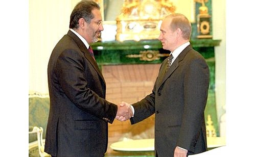 President Putin with Qatar\'s Foreign Minister Sheikh Hamad Bin Jassim Bin Jaber al-Thani.
