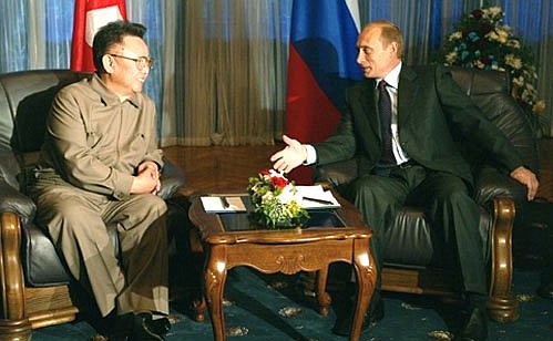 President Putin talking with Kim Jong-Il, Chairman of the National Defence Commission of North Korea.