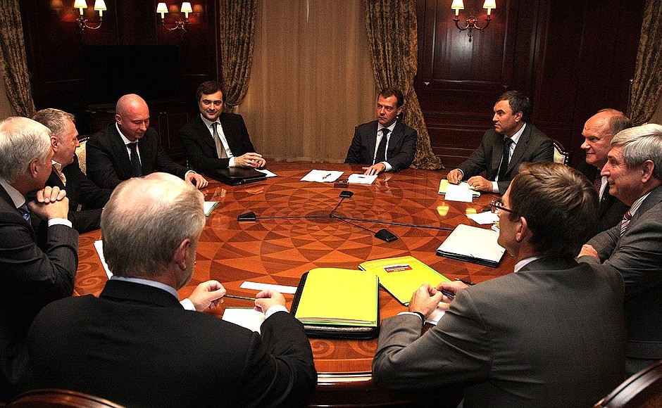 Meeting with leadership of political parties represented in the State Duma.