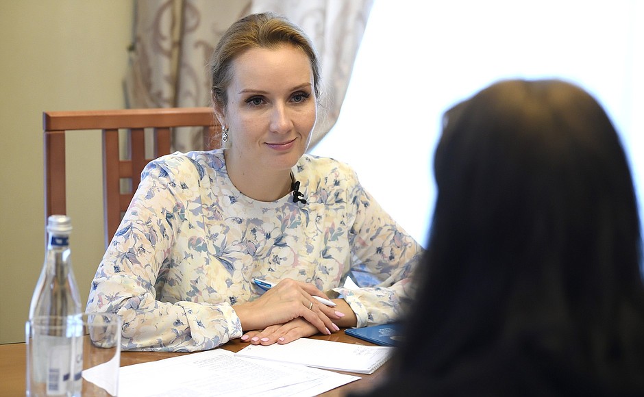 Presidential Commissioner for Children’s Rights Maria Lvova-Belova during a trip to the Nizhny Novgorod Region.