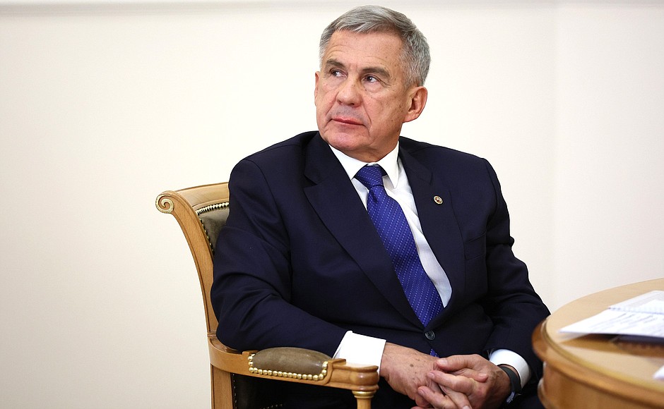 Head of Tatarstan Rustam Minnikhanov at the opening ceremony of medical facilities and the launch of construction of the Centre for Research and Scaling of Technologies (via videoconference).