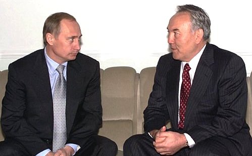President Vladimir Putin meeting with Kazakh President Nursultan Nazarbayev.