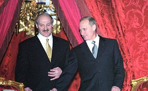 President Putin with Belarusian President Alexander Lukashenko in a box at the Bolshoi Theatre before watching the ballet “Rogneda” performed by the Belarusian National Academic Ballet Theatre.