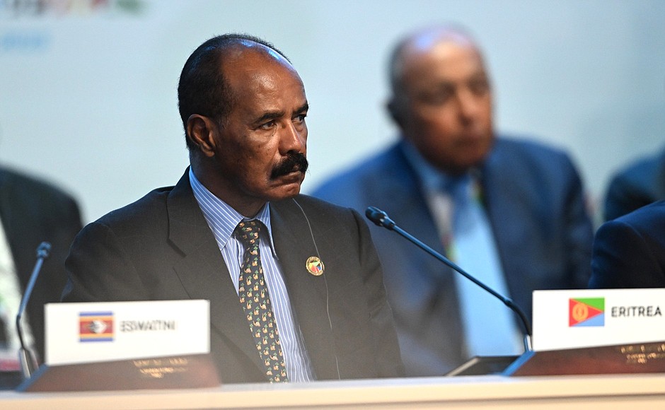 President of Eritrea Isaias Afwerki at the plenary session of the Russia–Africa Summit.
