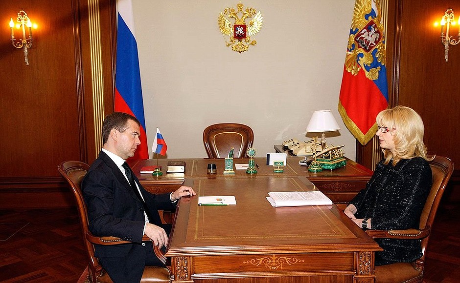 Working meeting with Minister of Healthcare and Social Development Tatyana Golikova.