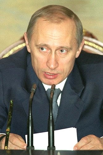 President Putin at a meeting of the Russian Security Council.