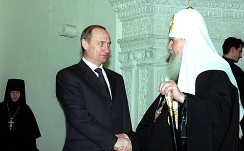 President Putin with Alexy II, Patriarch of Moscow and All Russia.