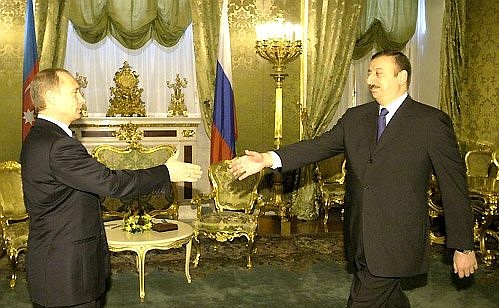 President Putin meeting with Azerbaijani President Ilkham Aliyev.