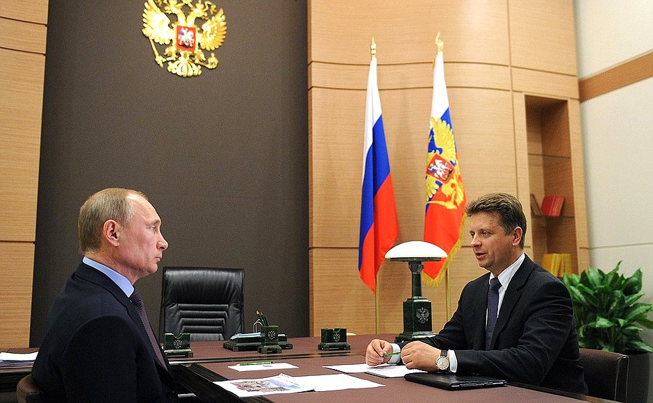 With Transport Minister Maxim Sokolov.