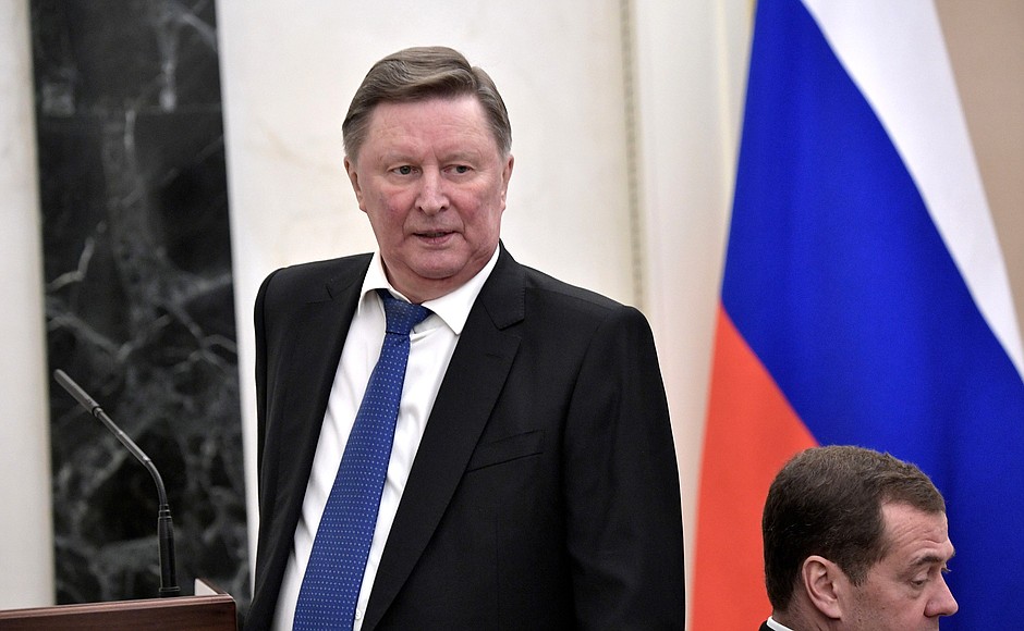 Special Presidential Representative for Environmental Protection, Ecology and Transport Sergei Ivanov before the meeting with permanent members of the Security Council.