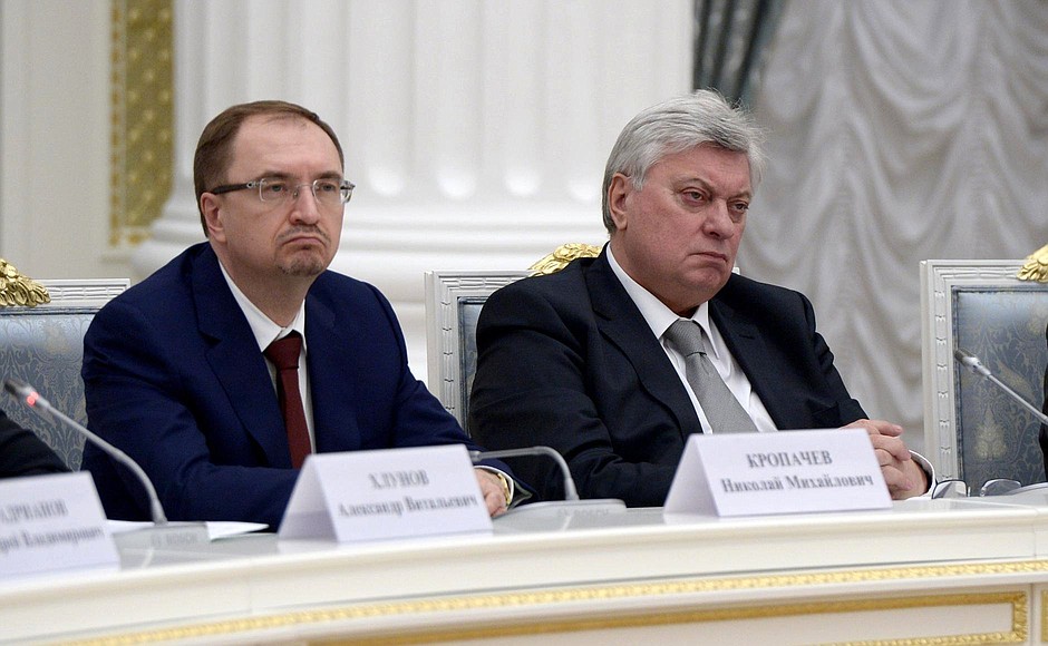 Rector of St Petersburg State University Nikolai Kropachev (left) and Rector of Moscow State University of International Relations Anatoly Torkunov at the meeting of the Council for Science and Education.