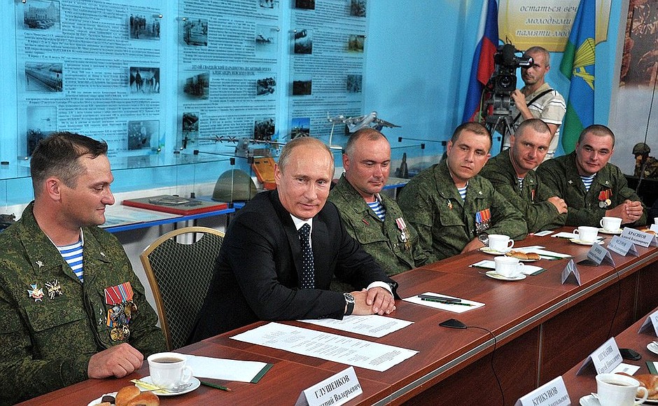 Meeting with current and veteran servicemen and cadets of the Suvorov Academy located in Ulyanovsk.