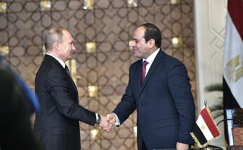 Press statements following Russian-Egyptian talks. With President of Egypt Abdel Fattah el-Sisi.