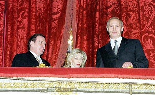 President Putin with German Federal Chancellor Gerhard Schroeder and his wife Doris Schroeder-Koepf seeing the ballet Giselle.
