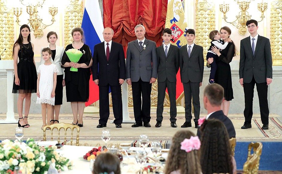 The Order of Parental Glory awards ceremony. The Order is awarded to the Dotsenko family from St Petersburg.