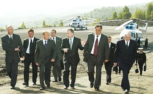 President Putin visiting the Raspadskaya Coal Mine.