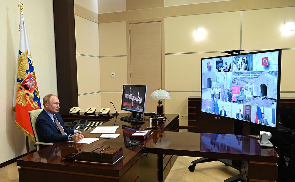 Ceremony to launch railway traffic through the second Baikal tunnel (via videoconference).