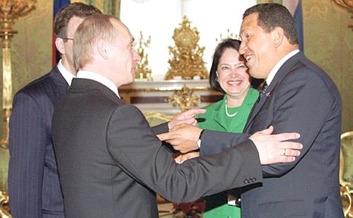 President Vladimir Putin with Hugo Chavez, President of Venezuela.