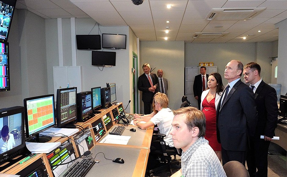 During the visit the new Russia Today broadcasting centre.