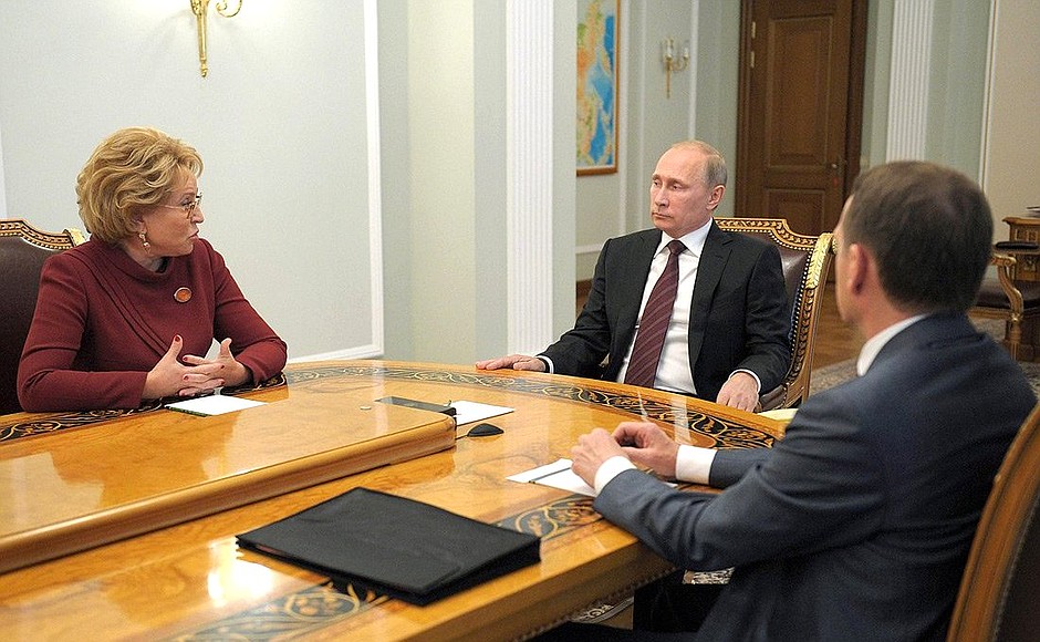 With Federation Council Speaker Valentina Matviyenko and State Duma Speaker Sergei Naryshkin.