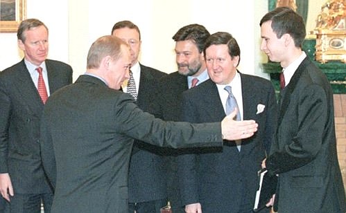 President Putin meeting NATO Secretary-General George Robertson (second from right).