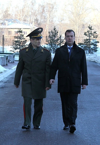 With Interior Minister Rashid Nurgaliyev while visiting the Interior Ministry’s Main Directorate for the Moscow Region.
