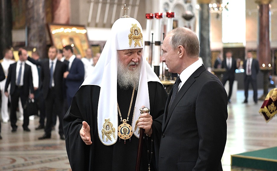 Visit to the Naval Cathedral of St Nicholas in Kronstadt. With Patriarch Kirill of Moscow and All Russia.