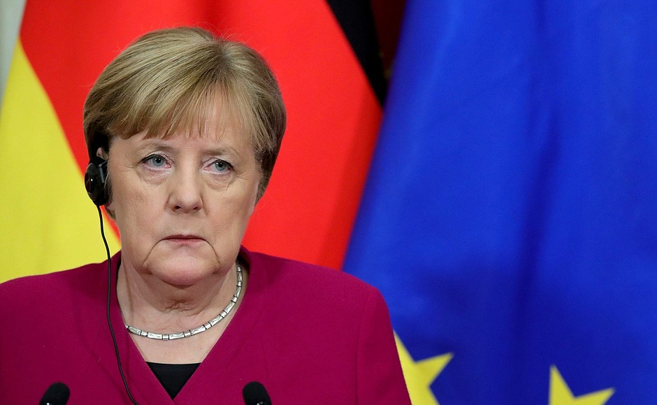 News conference following Russian-German talks. Federal Chancellor of Germany Angela Merkel.