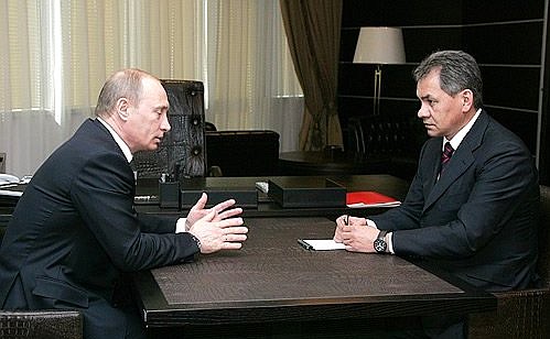 With Minister for Civil Defence, Emergency Situations and Disaster Relief Sergei Shoigu.