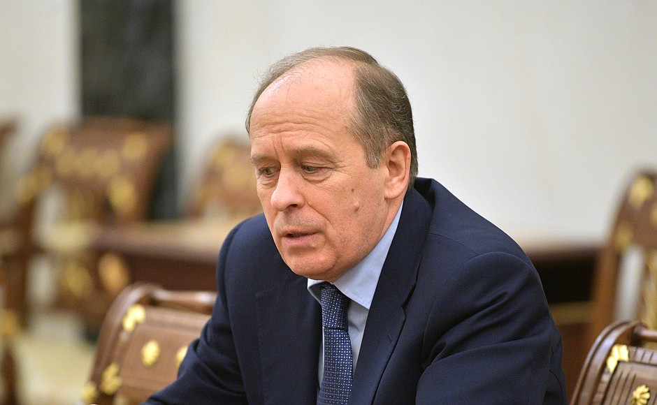 Federal Security Service Director Alexander Bortnikov before the meeting with permanent members of the Security Council.