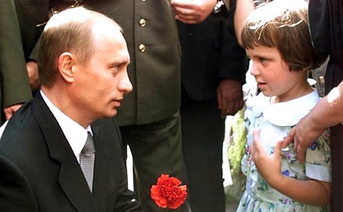 Vladimir Putin meeting with relatives of the paratroopers killed during the anti-terrorist operation in Chechnya. Anna Tomyakhina is the daughter of one of the killed paratroopers from the 6th company, 76th Pskov-based guards airborne division.