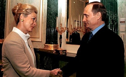 Vladimir Putin with Helle Degn, President of the OSCE Parliamentary Assembly.