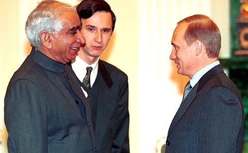 President Putin with Indian Foreign Minister Jaswant Singh.