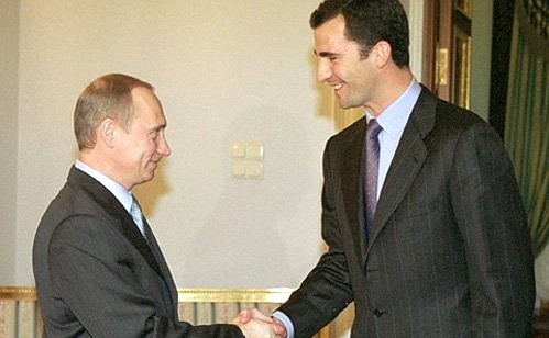 President Vladimir Putin meets Crown Prince Felipe of Spain.