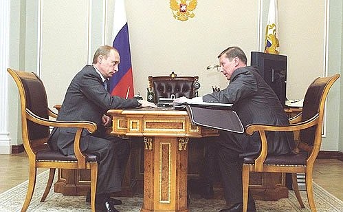 President Putin with Defence Minister Sergei Ivanov.