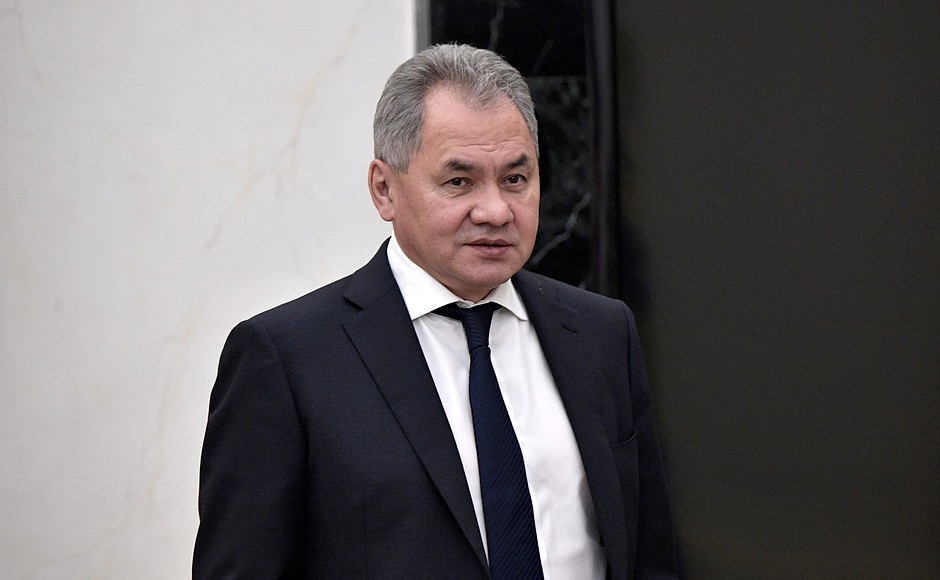 Defence Minister Sergei Shoigu before the meeting with permanent members of the Security Council.