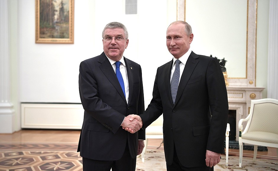 With President of the International Olympic Committee Thomas Bach.